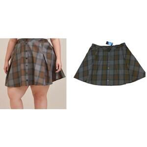 Torrid Plus Size 2 Sexy Outlander Tartan Plaid Twill Woven Mini Skater Skirt New